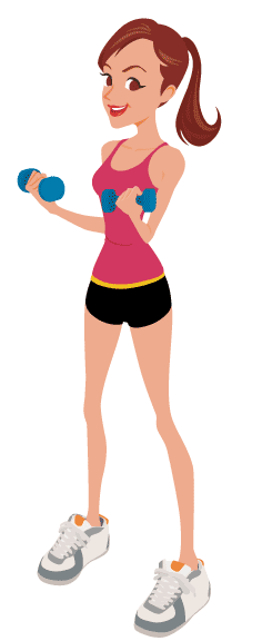 Fit female holding hand weights